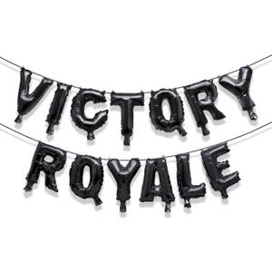 Black Fortnite Victory Royale, 8" - 1 Count | Foil Letter Balloon Banner Epic Party Decor Bold Design