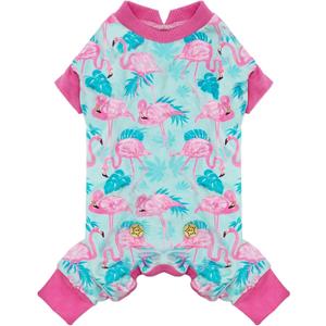 KYEESE Dog Pajamas Soft Dogs Clothes Pet Coat Velvet Dog Pajamas Small Sized Dogs Comfy Doggie Jammies Onesie Stretchy Doggie Pjs Pet Costume with Flamingo Pattern, Small (Small (6-11lbs))