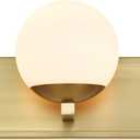 Gold Bathroom Vanity Light Fixtures, 3-Light Globe Bathroom Lighting Fixtures Over Mirror, Modern Wall Lights for Living Room, Long Backplate, Standard E26 Base, Aged Brass