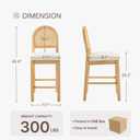 Upholstered Rattan Bar Stools, 26'' Counter Height, Set of 2, Natural