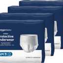 Amazon Basics Unisex Protective Overnight Incontinence Underwear with Odor Protection, Small/Medium, 64 Count (4 Packs of 16)
