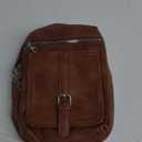Sling Bag Crossbody Backpack - 2 in 1 Leather Cross Body Bag Fanny Pack with 2 Removable Straps (Big Brown)