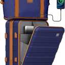 imiomo Carry on Luggage Airline Approved with Front Pocket and USB Port, Hard Shell 20 Inch Travel Carry-on Suitcase with Spinner Wheels and TSA Lock, Navy