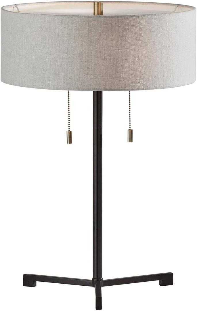Adesso 1556-01 Wesley Table Lamp, 22.25 in., 2 x 60W, Black, 1 Table Lamp