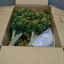 Giegxin 4 Pack 23.6'' Artificial Boxwood Topiary Ball Tree with Orange Fruit, Outdoor Faux Shrubs with Ground Spike No Maintenance Fake Bushes for Home Front Door Porch Fall Winter Garden Yard Decor