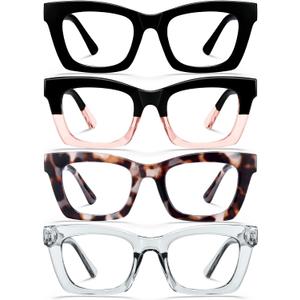 CCVOO Stylish Reading Glasses for Women, Stylish Eyeglasses, Blue Light Readers, Cheaters, +0.75