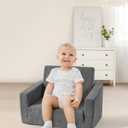 Toddle & Kids Chair,2-in-1 Soft Toddler Couches that Fold Out,Toddler Chairs Comfy 1-3 Years Old,Convertible Sofa to Lounge,Grey, 21.8 inches x 16.1 inches x 16 inches