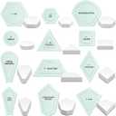 Cinnvoice 612 Pcs Patchwork Paper EPP English Piecing Supplies 12 Shapes Acrylic Templates Set with 600 Pcs Paper Piecing for Sewing Dresden Plate Triangle Hexagon Quilting Template(Light Green)