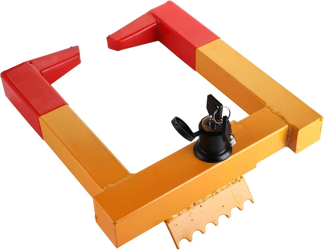 Hedume Tire Clamp Wheel Lock, Heavy Duty Trailer Lock Wheel Clamp with Red 2 Keys, Adjustable Anti-Theft Tire Lock for Car, Truck, Trailers, Camper Car, Van Truck