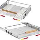 2 Pack Expandable Pull Out Cabinet OrganizerSide Mounting 17.1~28"x22.5"Cabinet Pull Out Shelves, Expandable Slide Out Spice Rack for Kitchen Bathroom Office