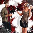 20 Pcs Halloween Red Artificial Flowers Goth Artificial Bloody Roses Floral Bouquet for Halloween Decor (Skull Spider Hand)