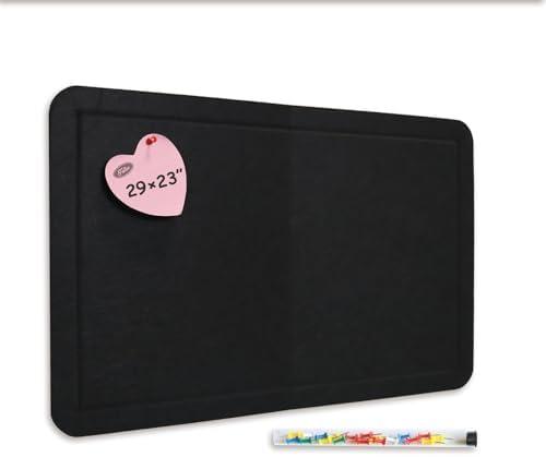Feltor Cork Board Alternative, 29"x23" Felt Picture Board, Contains 1 Box of 20 Push Pins (Color Random), Better Home Wall Decoration Than Paper Bulletin Board Roll - Black