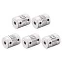 uxcell 5mm to 5mm Aluminum Alloy Shaft Coupling Flexible Coupler Motor Connector Joint L25xD19 Silver,5pcs