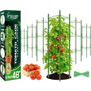 Legigo 6-Pack Tomato Cage for Garden Plant Support- Up to 48inch Garden Stakes Tomato Cage, Tomato Trellis for Potted Plants, Tomato Cages Plant Stakes for Climbing Vegetables Plants Flowers