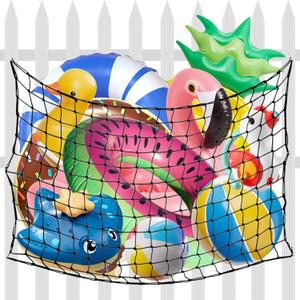 71 * 47in Large Pool Toy Float Storage Net, Pool Hanging Heavy Duty Elastic Mesh Net Organizer with Hook Pool Toys Holder for Pool Inflatable Rafts Balls Toys Organizer Accessories