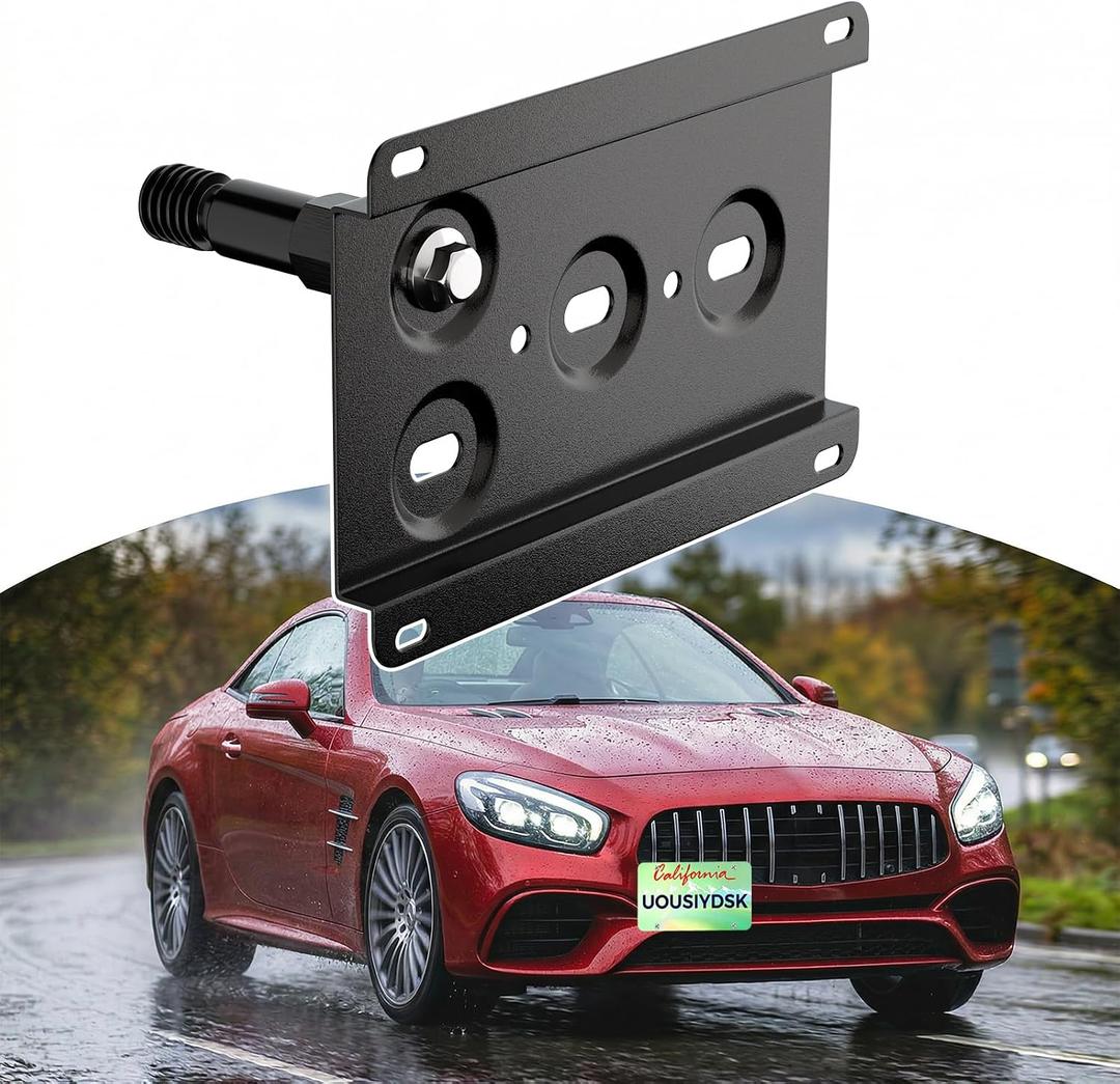 Front License Plate Bracket Compatible with Mercedes-Benz SL Class 2013-2020 Mercedes-Benz SLK/SLC 2011-2020 No Drill Tow Hook License Plate Holder, Car Tag Frame, Bumper Relocator Adapter Kit