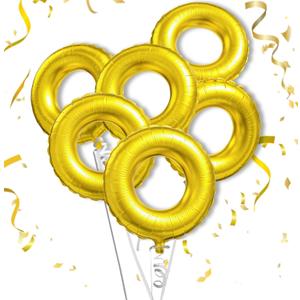 6Pcs Gold Ring Balloon 29" Helium Foil Round Balloons for Kids Birthday, Bride Balloons Bachelorette Decoration, Show Girl Ring Balloon for Show Girl Life Party Decoration