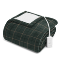 Sunbeam Oversized Microplush & Sherpa Heated Throw - Green Plaid 60x70