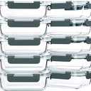 M MCIRCO 10-Pack,22 Oz Glass Meal Prep Containers,Glass Food Storage Containers with lids,Lunch Containers,Microwave, Oven, Freezer and Dishwasher (Gray)