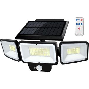 Solar Outdoor Lights with Remote Control, Motion Sensor, 3 Modes, 3 Heads LED Security Lights, IP65 Waterproof, Wide Angle (1 Pack) Solar Outdoor Lights with Remote Control, Motion Sensor, 3 Modes, 3 Heads LED Security Lights, IP65 Waterproof, Wide Angle (1 Pack)