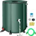 SKM Collapsible Rain Barrel, PVC Rain Water Collection System and Water Tank for Outdoor/Garden/Lawn, Portable Rain Water Collection Barrel Container with Spigots & Overflow Kit, 53Gallon, Green