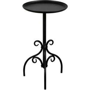 Round Side Table, Small Metal Drink Table for Small Spaces, Modern Martini Table for Living Room, Bedroom, Corners, and Office (Black)