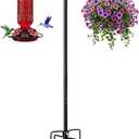 Double Shepherds Hook Heavy Duty, 98 Inch Adjustable Bird Feeder Pole with 5 Prongs Rustproof Base, Outdoor Shepard Hook for Hanging Bird Feeders, Hummingbird Feeder, Solar Lights, Lanterns