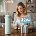 Papablic Innovative 360 CapsuleChill Breastmilk Cooler for 36H Safe Storage, 20oz Stress-Free Portable Breast Milk Chiller with 2pcs Stainless Steel Baby Bottles for Work & Travel, Mint Green