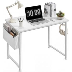 Lufeiya White Small Desk for Bedroom - Student Kids Study Writing Table for Home Office Bedroom Small Spaces 32 Inch Modern Mini Laptop PC Computer Desks, White (31.5")