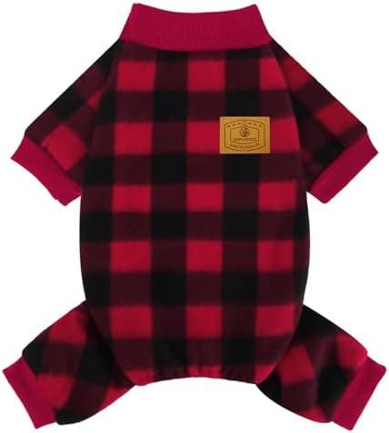 XPUDAC Dog Christmas Pajamas Plaid Doggie Clothes for Small Medium Dogs Girl Boy Fleece Dog Sweater for Winter Christmas(Small)