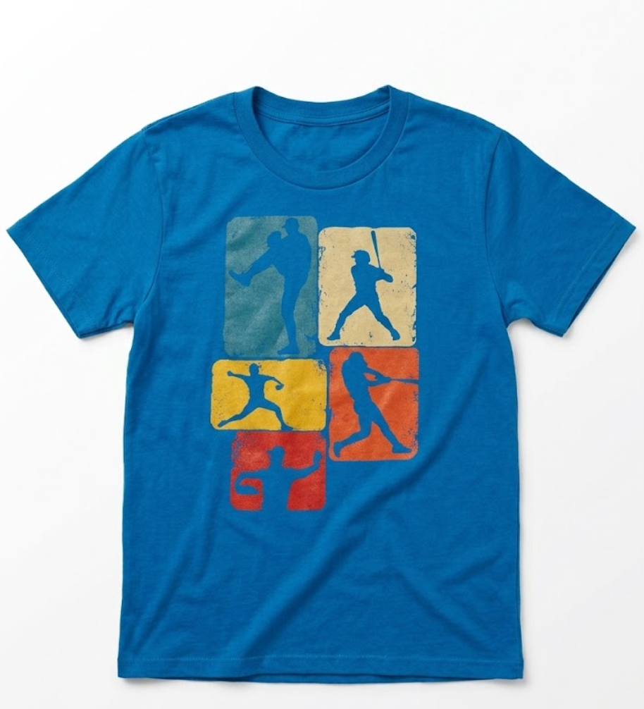 Baseball Batter Kids Boys Youth Men T-Shirt (Blue, M)