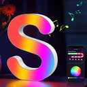 Light Up Letters Marquee Letter - Music Sync RGB Color Changing LED Lights Letter Logo Game Lights for Girls Women Party Birthday Christmas Valentine's Day Wall Desktop Decoration (MRGB-S)