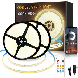 100FT COB Led Strip Lights, Uniform 6500K COB Rope Light,Bright Daylight White lights,High Density,App/Remote Control,Indoor 24V Cuttable Cabinet Lights for Bedroom,Bookshelf,Showcase,Kitchen, 1 Piece 