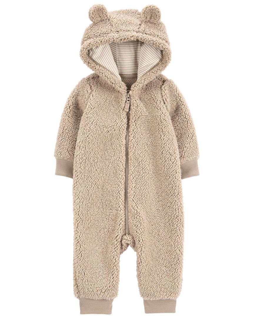 Carter's Baby 1-Piece Brown Bear Sherpa Jumpsuit (3M)