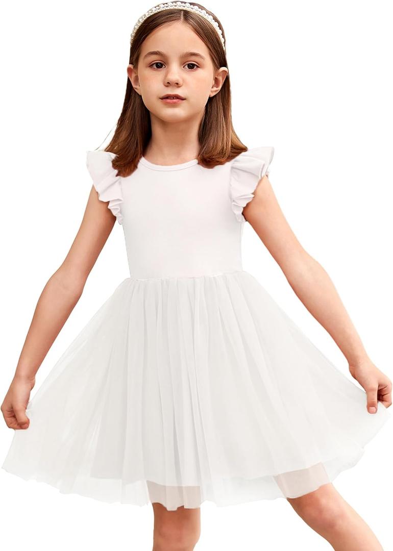 Arshiner Toddler Tutu Dress Little Girls Fluffy Summer Dresses Casual Party Tulle Sundress for Kids (Size 80, White)