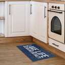 SPBL&L Lake Door Mat, Lake Life Cuz Beaches Be Salty Welcome Doormat for Front Door Porch Entryway Indoor Outdoor Outside, Blue and White Bath Mat, 17x30 Inch