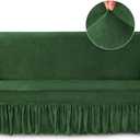 NICEEC Sofa Cover Super Soft 1-Piece Green Sofa Slipcover for Sofas Stretch Universal Spandex Couch Covers for Living Room Easy Fit Washable Furniture Sofa Protector with Skirt (Large)