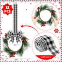 Crowye 12 Pcs Small Mini Christmas Cabinets Wreaths for Kitchen with Ribbon 10'' Hanging Artificial Green Leaves Decor Berry for Window Front Door Kitchen Wall Decor (Black and White)
