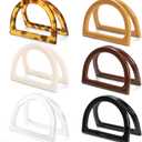 Jucoan 12 Pack D Shape Purse Handles, 6 Colored Handbag Handles Replacement for Handmade Crochet Bag Summer Beach Straw Bag DIY Supplies