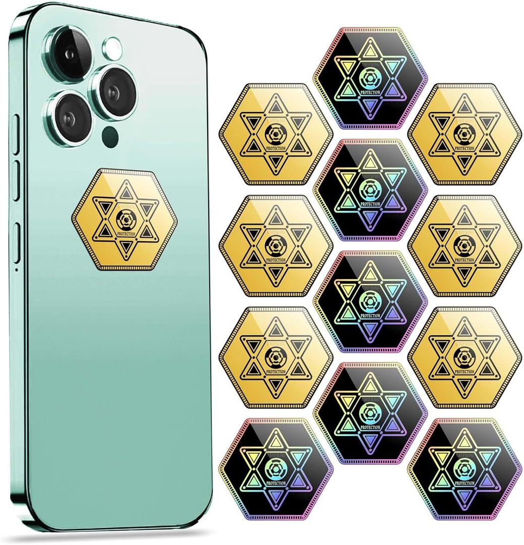 Cell Phone Protection Stickers-Gold 6 Pcs & Black 6 Pcs Phone Sticker from All Phones/Tablets/Laptops/Computer/WiFi... All Devices 12 Pcs