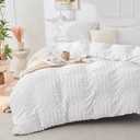 HYMOKEGE White Full Size Comforter Sets Seersucker 7 Pieces, All Season Luxury Bed in a Bag for Bedroom, Bedding Set with Comforters, Sheets, Pillowcases & Shams