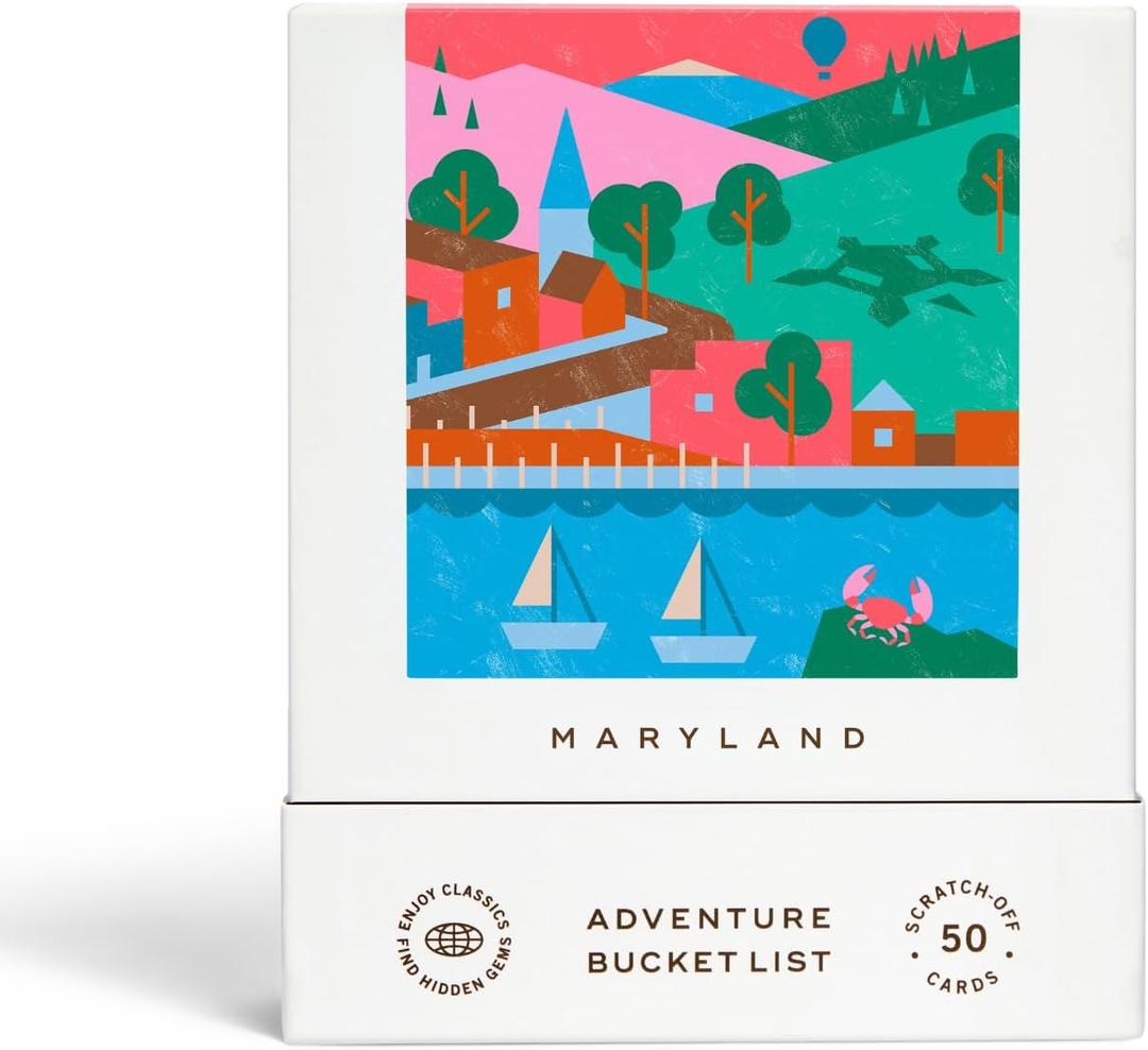 Reach International Outfitters Maryland Adventure Bucket List: 50 Scratch-Off Cards for Outdoor Activities, Tourist Attractions, and Road Trips - Perfect Travel Gift and Guide for Exploring