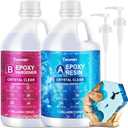 Teexpert Crystal Clear Epoxy Resin Kit 2 Gallon Self-Leveling Coating and Casting Resin, High-Gloss & Bubbles Free Resin and Hardener Kit for DIY Art, Jewelry, Table Top, Molds, Wood 1:1 Ratio