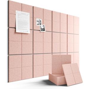 Fluxynara Large Felt Bulletin Board 48" x 36" Cork Board Alternative-12 Pack with 70 Safe Removable Adhesive Tabs, Cork Boards for Walls Cork Board for Home Office Classroom Pin Board-Pink