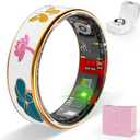 Smart Ring Health Tracker, Men & Women, Featuring a Heart Rate Monitor, Sleep Tracker, 8 Exercise Modes, Step Counter, IP68 Waterproof (White, 8)