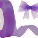 Purple Organza Chiffon Ribbon 1/2 inch X 50 Yards Purple Sheer Ribbon for Flower Fabric for Wedding Invitations Bridal Bouquets Party Decoration Gift Wrapping Bow Making
