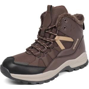 Men's Winter Snow Boots Waterproof Warm Hiking Shoes Non-Slip Lightweight Outdoor Breathable Comfortable Trekking Footwear (11, Dark Brown)