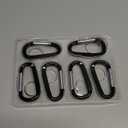 CampTek 6PCS Black Carabiner Caribeaner Clip,3" Large Aluminum D Ring Shape Carabeaner with 6PCS Keyring Keychain Hook