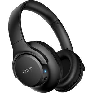 KVIDIO Bluetooth Headphones Over Ear, 65 Hours Playtime Wireless Headphones with Microphone, Foldable Lightweight Headset with Deep Bass, HiFi Stereo Sound for Travel Work Cellphone (Black)