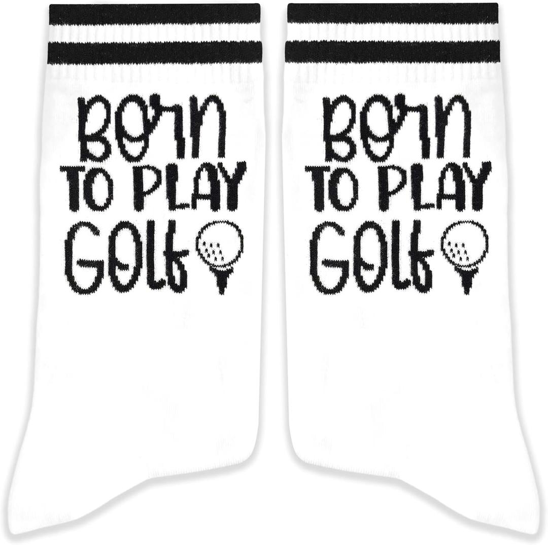 Novelty Socks for Golf Lovers, Golfers Men & Women - Born To Play Golf - Gifts for Birthday, Christmas, Father's Day, Mother's Day, etc.(112)